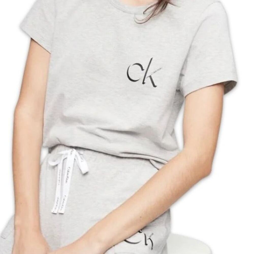 Calvin Klein T-Shirt Short Sleeve Scoop Neckline Heathered Gray Women’s US L NWT